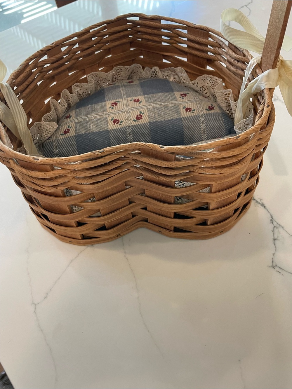 Red River Sampler Handcrafted Wood Heart Shaped Sewing Basket, Clarksville, TN - Picture 6 of 12